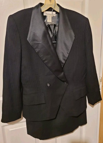 Tuta donna Christian Dior vintage gonna lana nera taglia 10 foderata vintage nuova con etichetta