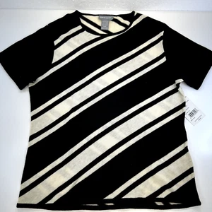 Top Pierre Cardin Options Vintage Negro Blanco Tejido Manga Corta Talla Mediana - Imagen 1 de 10