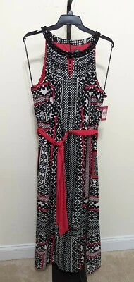 Vince Camuto Women's Plus Black Pink Maxi Dress Long Sleeveless Beaded 22W $198 - Image 1 of 4