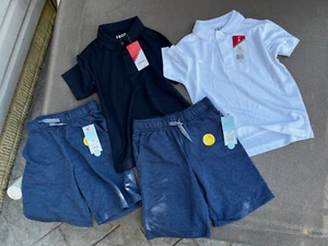 NWT Lot of 4 2xBoys Short sleeve PERFORMANCE Polo Shirts, 2xShorts Uniform 6 - Picture 1 of 9