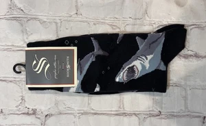 Socksmith - Great White Shark Attack Mens, size 10-13, Black NWT - Picture 1 of 3