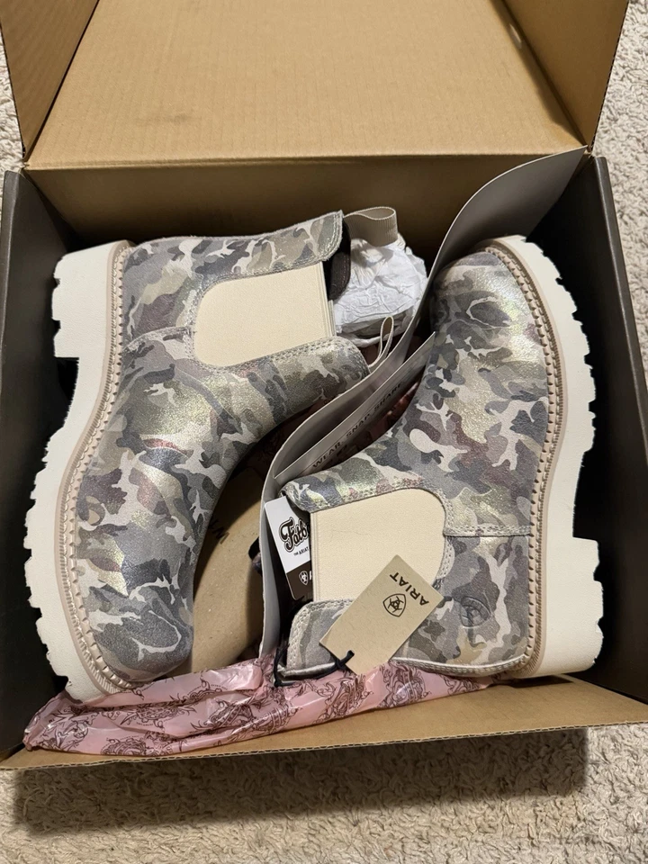 Ariat Ladies Fatbaby Twin Gore Leopard Ankle Boots 10042418 Size 7B