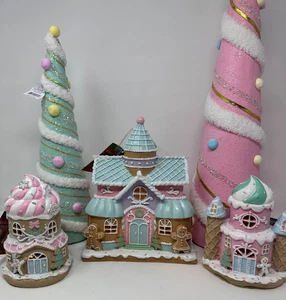 Casas de helados de pan de jengibre de Navidad, pueblo de pan de jengibre brillante, NUEVO - Imagen 1 de 45