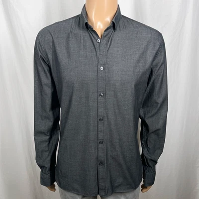 Camisa de vestir John Varvatos para hombre talla 16,5 gris calce ajustado manga larga abotonada Foto 1 de 4