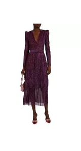 Nuevo con etiquetas Vestido Sabina Musayev Tejido Metálico en Niveles Fiesta/Cóctel Mangas Largas - Imagen 1 de 15