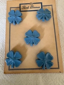 Karte Park Avenue 5 Vintage Knöpfe blau Blumenform - Bild 1 von 2