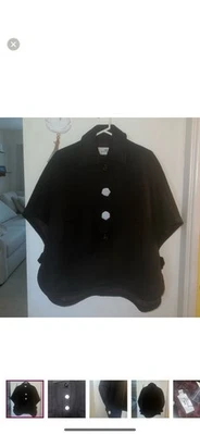 COACH Black Wool Poncho Cape Coat XS/S - Image 1 of 4