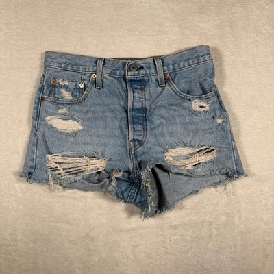 Pantalones Cortos de Jean Levi Strauss 501 Corte Denim Lavado Ligero Envejecido Talla 29 Foto 1 de 4