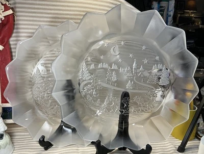 2 Mikasa Clear Glass 14" Glass Serving Platter Dish - Silent Night - Beautiful! - Image 1 of 2
