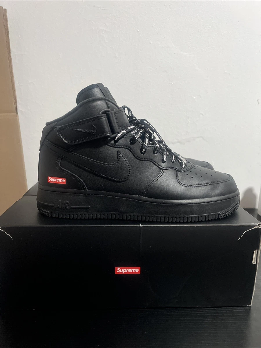 Nike Supreme x Air Force 1 Mid Box Logo - Triple Black for Sale