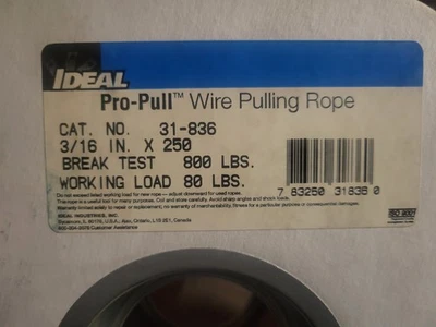 Ideal 31-836 Pro-Pull 聚丙烯绳,3/16 英寸 x 250 英尺 全新线轴  — 第 1/2 张图片