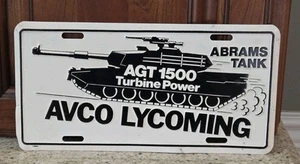 RARE VTG  AVCO Lycoming Abrams M1 Tank Turbine License Plate Army Advertising - Picture 1 of 2
