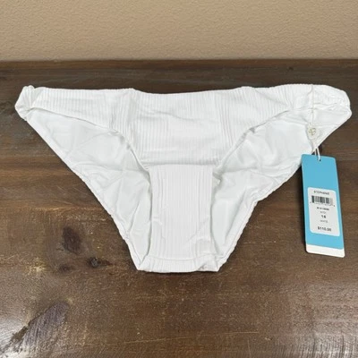 Brand New Beach Bunny Stephanie Midi Coverage Bikini Bottoms White 14 - Image 1 of 4