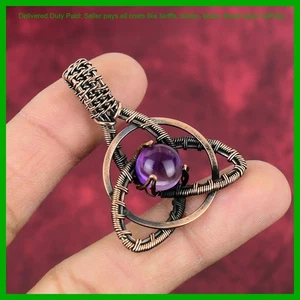 Halloween Sale Copper African Amethyst Gemstone Wire Wrapped New Pendant Jewelry - Picture 1 of 6