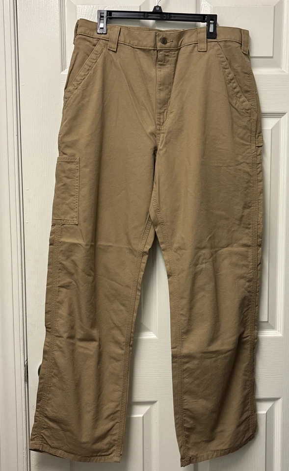 Carhartt Men’s Loose Original Fit Men 38x34 Canvas Work Pants B151-DKH Khaki