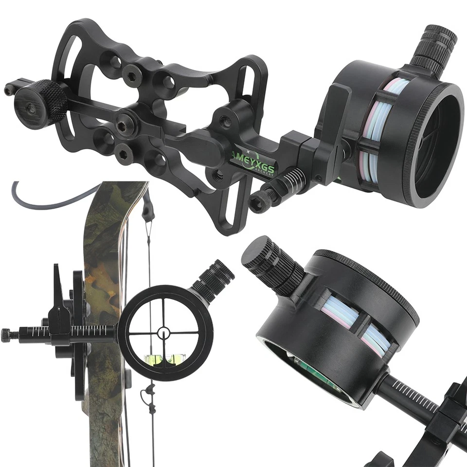 MILAEM Compound Bogen Visier 2Pin 0.019" Einstellbar 4X 6X 8X Linse Bogenschießen Jagd