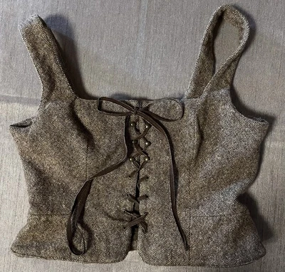 Vintage RALPH Ralph Lauren Brown, L, Wool Tweed Lace Up Corset, Union Made EUC - Image 1 of 4
