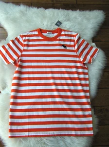 NWT Abercrombie & Fitch Men's Red White Striped Muscle T-Shirt XL - Picture 1 of 4