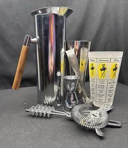 MCM Teak Made In Italy Barkeeper Getränk Mixer Set Vintage Home Cocktail Bar Set - Bild 1 von 24