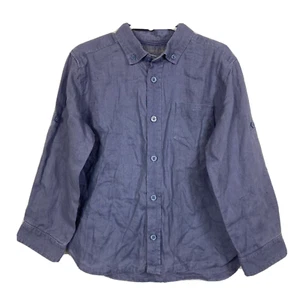 Chateau De Sable Shirt Boys Sz 5T Blue Woven Linen Button Up - Picture 1 of 8