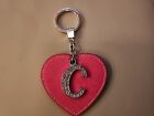 BIG PINK HEART KEYRING/KEYCHAIN WITH "C" LETTER