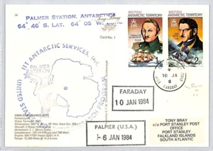 BRITISH ANTARCTIC TERRITORY Cover *FARADAY* Palmer Station 1984 Peterboro ZT58 - Picture 1 of 8