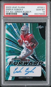 2022 Leaf Flash Forward Caleidoscopio Verde EMEKA EGBUKA /5 PSA 10 GEM MT Auto - Foto 1 di 2