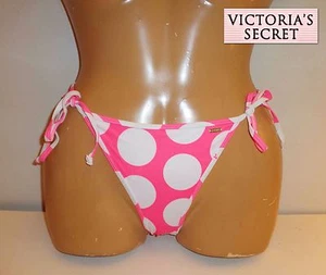 Bikini a pois nuovo con etichette taglia M Victoria's Secret della linea rosa logo metallo fondo nuovo - Foto 1 di 1