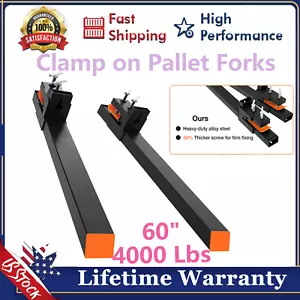 2 Q235 60-inch Pallet Forks | 4000 Pounds Capacity | Without Connecting Rod - Picture 1 of 7