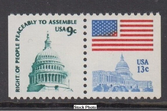 US 1977 - Flag over Capitol Building - Sc 1623d Pair (1590 and 1623) Unused MNH - Image 1 of 2