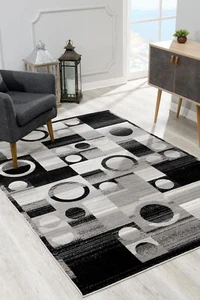 RUG BRANCH Montage Modern Geometric Checkered Black Grey Indoor Area Rug for ... - Picture 1 of 8