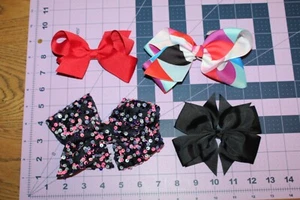CUTE Little Girl GIRLS Large Cheer Clip On Bow LOT Dance Gymnastics School Dress - Picture 1 of 12