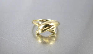 Solid 10K Yellow Gold Dolphin Fish Nautical Ring Diamond Eyes Size 6 - Picture 1 of 11