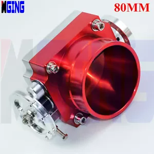 Universal80mm 3.15" pulgadas Cuerpo del acelerador Billet Colector de admisión carreras VQ35TPS Rojo - Imagen 1 de 4