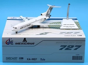 JC Wings 1:200 Mexicana Airlines Boeing B727-200 Diecast Aircraft Modelo XA-MEF - Imagen 1 de 13
