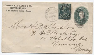 1889 M.A. Hanna & Co. Cleveland Ohio to Germany 4ct Banknote [Y1020] - Picture 1 of 1