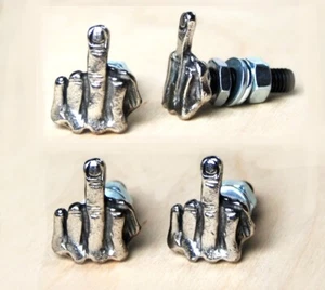 4 Mittelfinger Schrauben Kennzeichen Stammes motorrad chopper,Totenkopf,Skull - Bild 1 von 7
