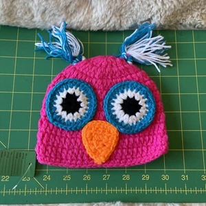 Knit Bird Owl Winter Hat Toddler Baby Pink - Picture 1 of 5