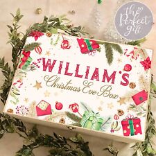 Personalised Christmas Eve Box Wooden Wreath Initial Boys Girls Gift Present