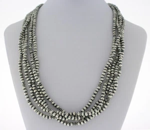 5-Strand "Old Style" Sterling Silver Bead Necklace By Navajo Artist Lula Nez - Picture 1 of 3