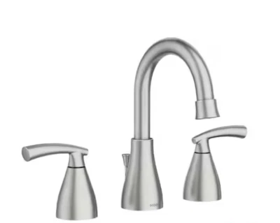 Essie 8 in. Grifo de baño amplio de 2 manijas en níquel cepillado resistente a manchas Foto 1 de 3