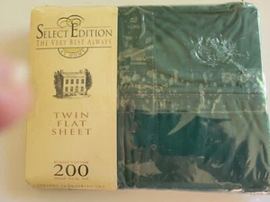 Select Editions Single Twin Flat Sheet Hunter Green Cotton Blend 200 ct - Picture 1 of 5