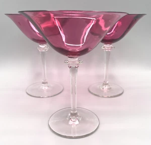 VTG Schmidt Garda Cranberry & Clear Sherbet/Champagne Glasses Set of 3 – Germany - Picture 1 of 8
