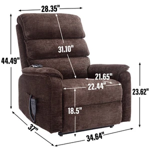 Chenille Dual Infinite Motor Position Up to 350 LBS Lift Power Recliner Chair  - Picture 1 of 20