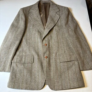 Vtg Harris Tweed Wool Stripe Blazer Jacket Johnson’s 70s Leisure Sport Jacket - Picture 1 of 10