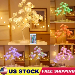16 Colors LED Rose Lamp RGB Bonsai Tree Light Decor Night Light w/Remote Control - Picture 1 of 11
