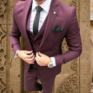 Men Elegant 3Piece Slim Fit Suit Tuxedo for Weddings Events Dinners & Parties - Picture 1 of 7