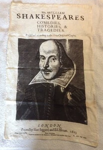 Vintage Irish Tea Towel - William Shakespeares Comedies, Histories, & Tragedies - Imagen 1 de 12