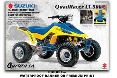 1987 Suzuki Quadracer LT 500 R Quadzilla Banner Poster Flyer Brochure Art Decal - Image 1 of 2
