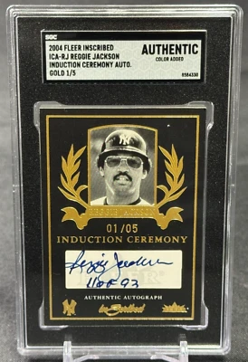 Reggie Jackson 2004 Fleer Inscribed Auto Gold #/5 SGC Authentic Color Added - Image 1 of 2